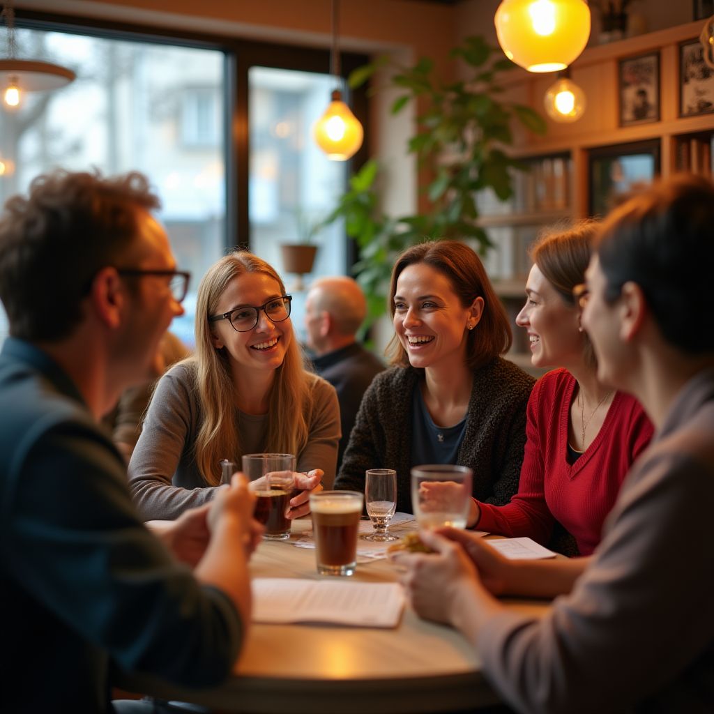 Adultos en una clase de conversación en inglés